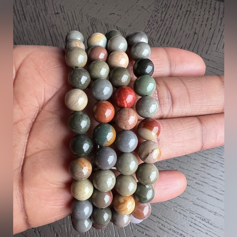 ( ONE ) Polychrome jasper bracelet 8mm SIZE 6.5-6.75’